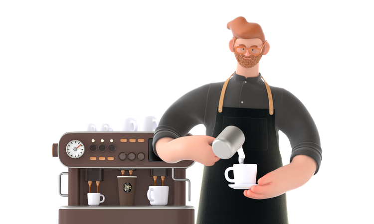 Koch macht Kaffee  3D Illustration