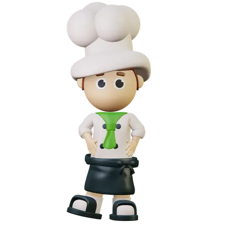 Koch steht und wartet auf Kunden  3D Illustration