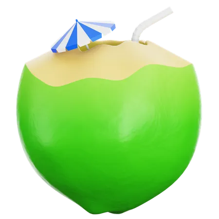 Tropischer Frischer Junger Kokosnusssaft Drink 3 D Illustration Isoliert Auf Transparentem Hintergrund 3D Icon
