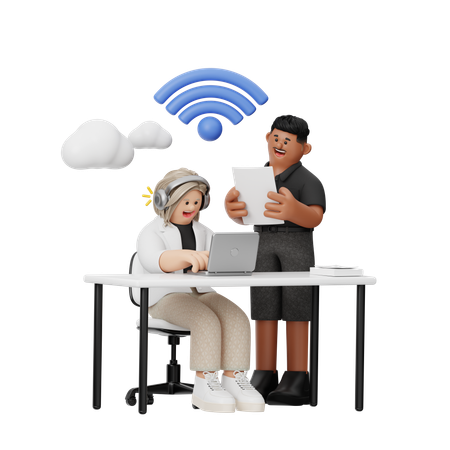 Mitarbeiter bei Online-Meetings  3D Illustration