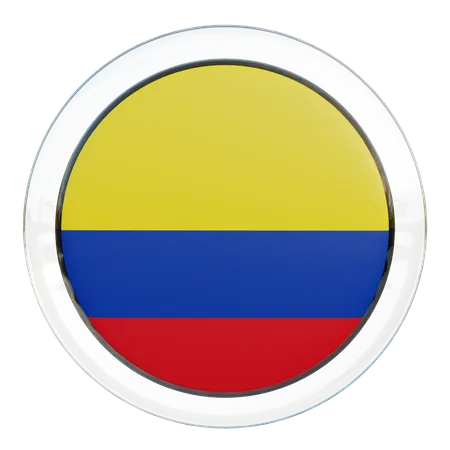 Kolumbien Runde Flagge  3D Icon