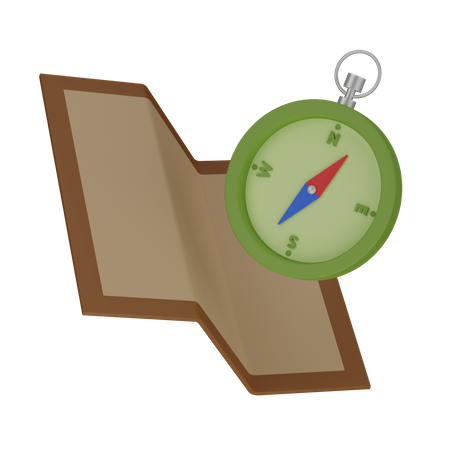 Kompass mit Karte  3D Illustration