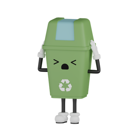 Kopfschmerzen Schmerzen Mülleimer  3D Icon