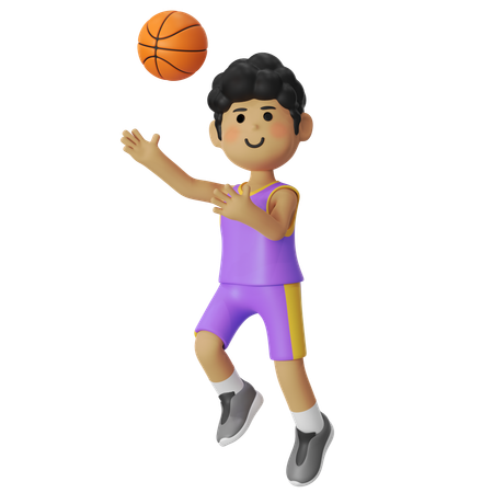 Korbleger Basketballspieler Junge  3D Illustration