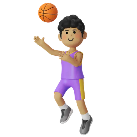 Korbleger Basketballspieler Junge  3D Illustration