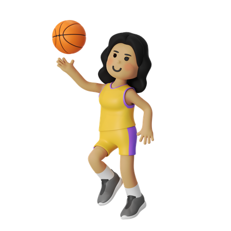 Korbleger Basketballspieler Mädchen  3D Illustration