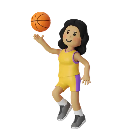 Korbleger Basketballspieler Mädchen  3D Illustration