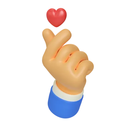 Korean Love Hand Gesture  3D Illustration