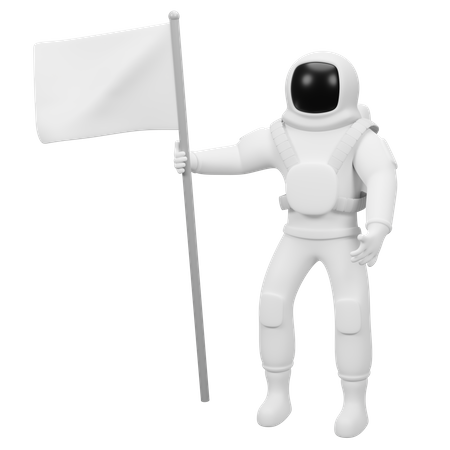 Kosmonaut mit Flagge  3D Illustration