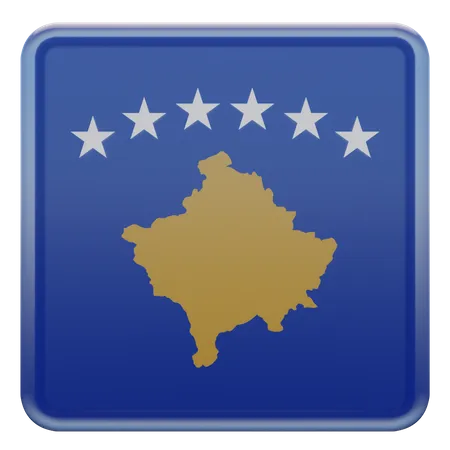 Kosovo Square Flag  3D Icon