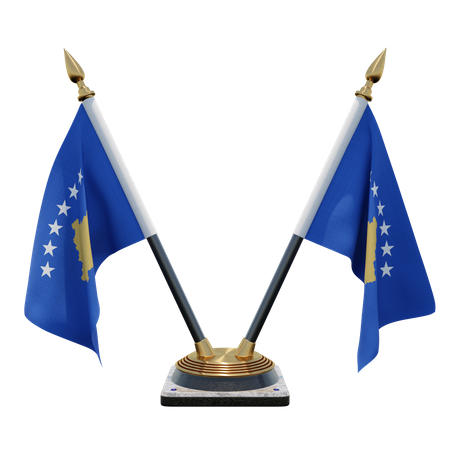 Support de drapeau de bureau double du Kosovo  3D Flag