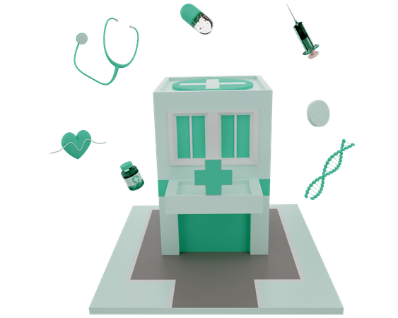 Krankenhausgebäude  3D Illustration