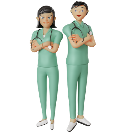 Krankenpfleger und Krankenpflegerinnen  3D Illustration