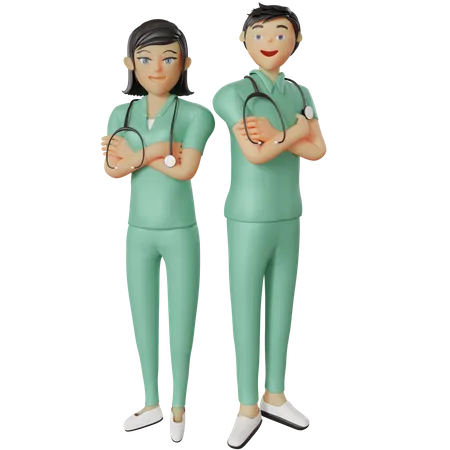 Krankenpfleger und Krankenpflegerinnen  3D Illustration