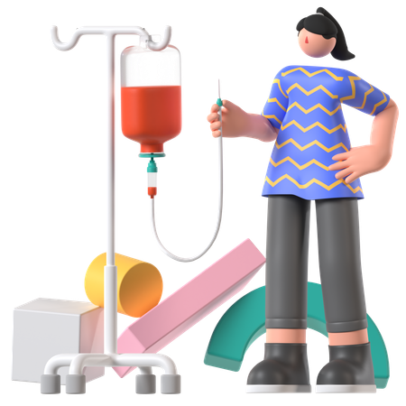 Krankenschwester gibt Patientin Infusion  3D Illustration