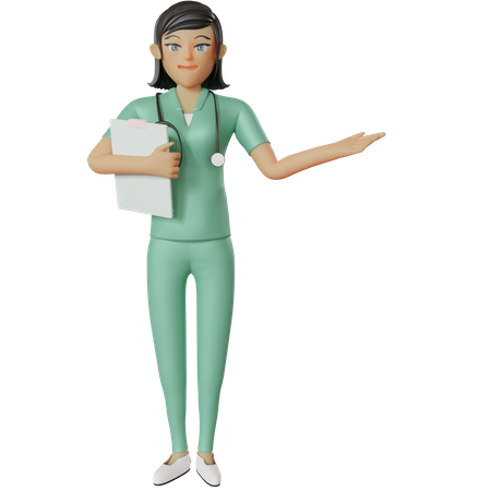 Krankenschwester gibt Ratschläge für den medizinischen Bericht  3D Illustration