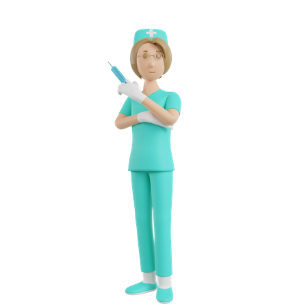 Krankenschwester mit Injektion  3D Illustration