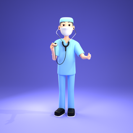 Krankenschwester hält Statoskop  3D Illustration