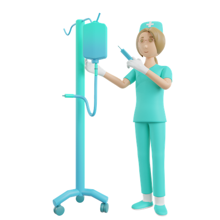 Krankenschwester macht medizinische Infusion  3D Illustration