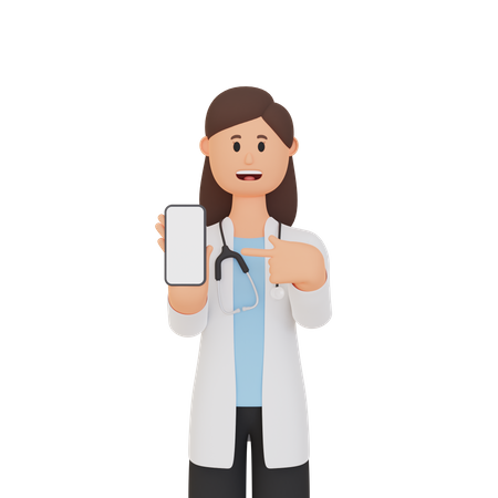 Krankenschwester mit Smartphone mit leerem Bildschirm  3D Illustration