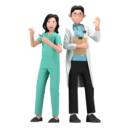 Krankenschwester und Arzt  3D Icon