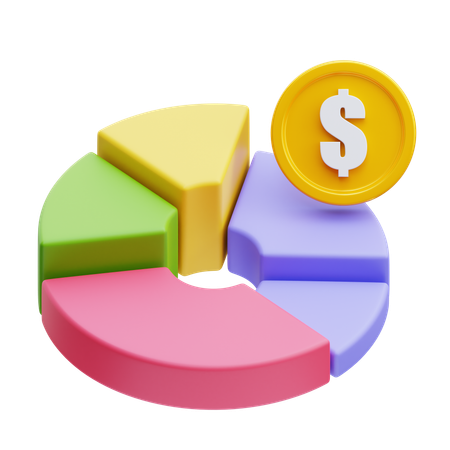 Kreisdiagramm mit Geld  3D Icon