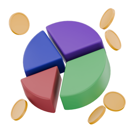 Kreisdiagramm mit Münzen  3D Icon