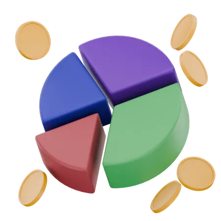 Kreisdiagramm mit Münzen  3D Icon