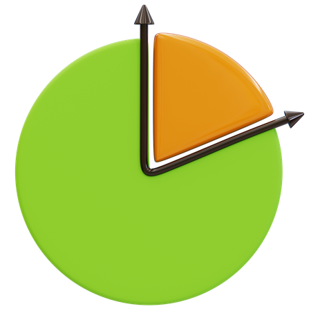 Kreisdiagramm mit orangefarbenem Segment  3D Icon