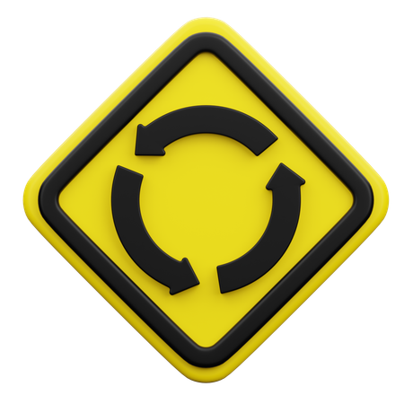 Kreisverkehr-Schild  3D Icon