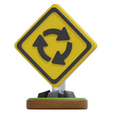 Kreisverkehr-Schild  3D Icon