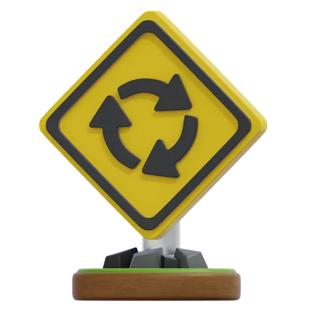 Kreisverkehr-Schild  3D Icon