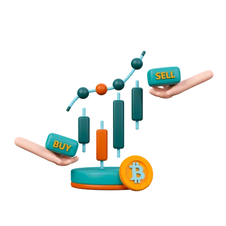 Candlestick-Chart für Kryptowährungen  3D Icon