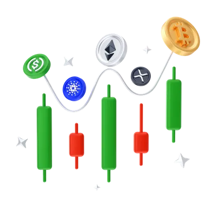 Kryptowährungsdiagramm  3D Illustration