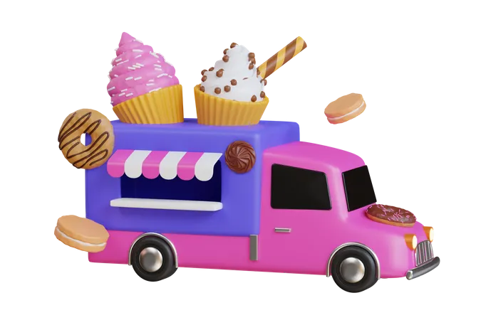 Kuchen-Foodtruck  3D Icon