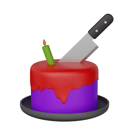Kuchen mit Messer  3D Icon