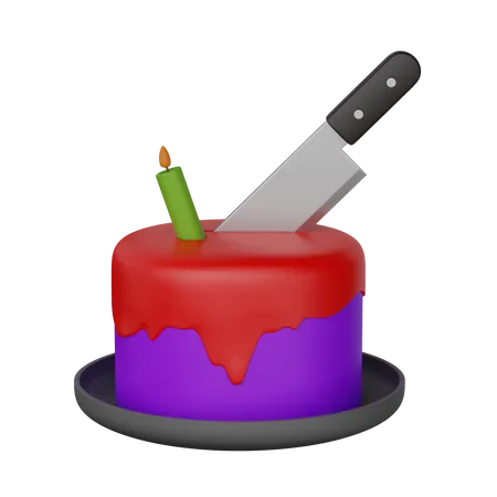 Kuchen mit Messer  3D Icon