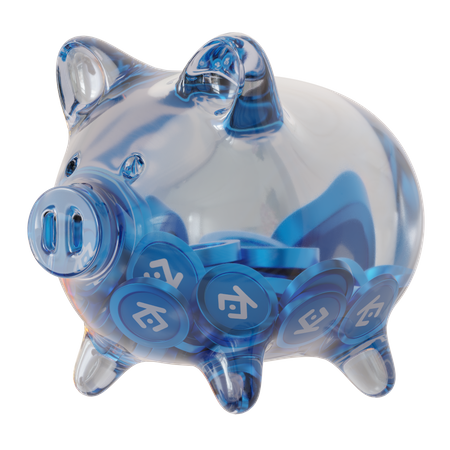 KuCoin Token (KCS) Clear Glass Piggy Bank  3D Icon