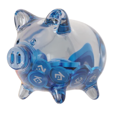 KuCoin Token (KCS) Clear Glass Piggy Bank  3D Icon