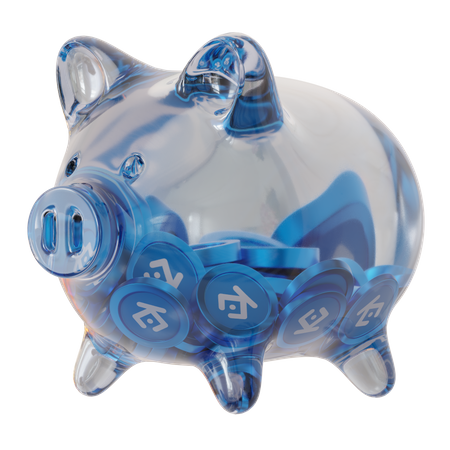KuCoin Token (KCS) Clear Glass Piggy Bank 3D Icon