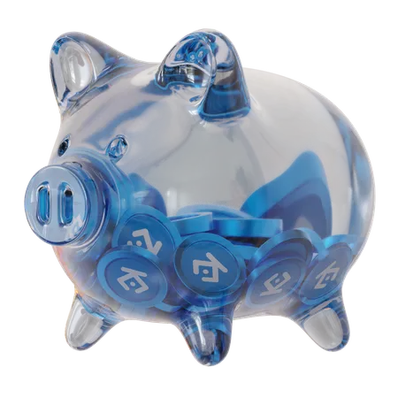 KuCoin Token (KCS) Clear Glass Piggy Bank 3D Icon