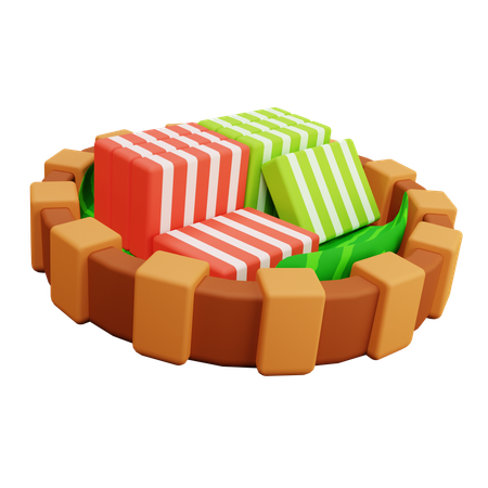 Kue Lapis Indonesian Layer Cake Food  3D Icon