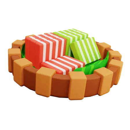 Kue Lapis Indonesian Layer Cake Food  3D Icon