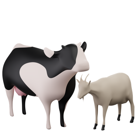Kuh und Ziege 3D Icon