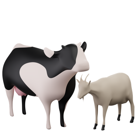 Kuh und Ziege  3D Icon