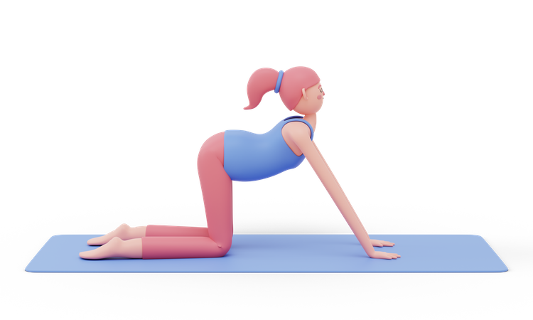 Yogapose „Kuh“  3D Illustration