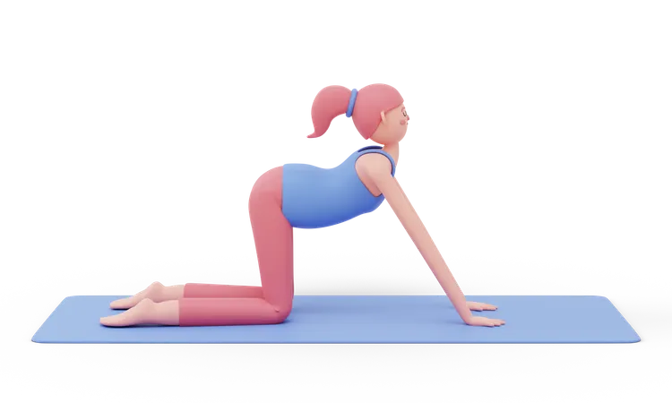 Yogapose „Kuh“  3D Illustration