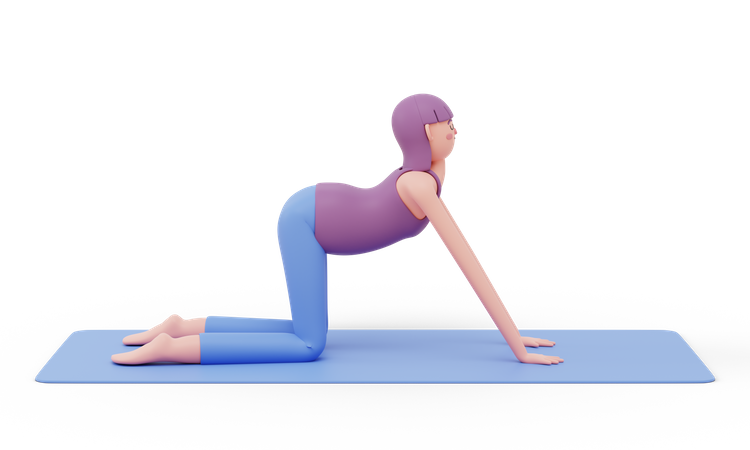 Yogapose „Kuh“  3D Illustration