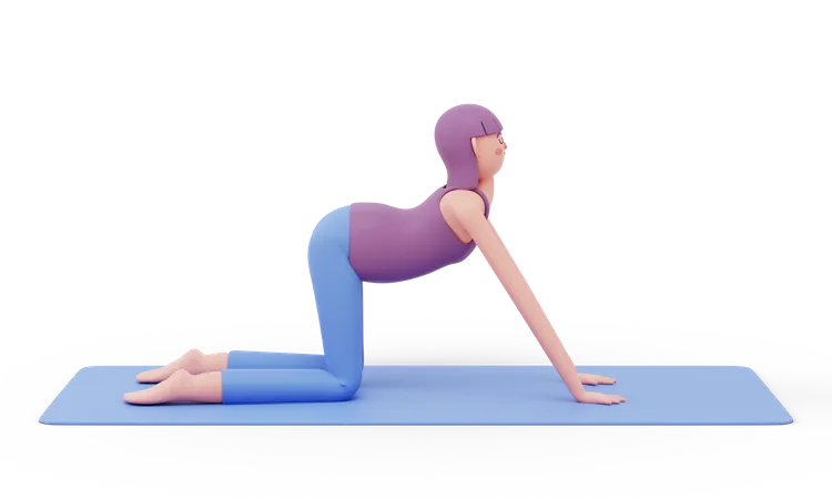 Yogapose „Kuh“  3D Illustration