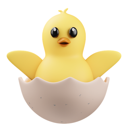 Küken auf Eierschale Emoji  3D Icon